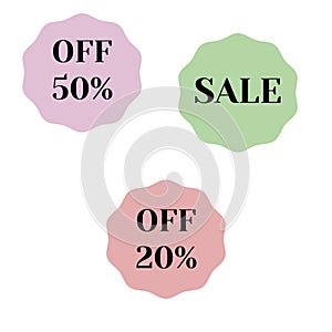 Three stickers on the theme of sale