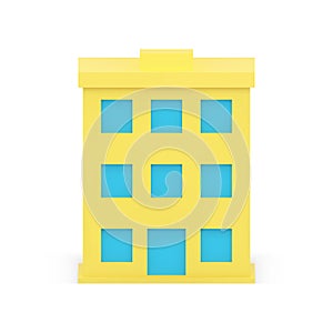 Three storey apartment office building city street architecture infrastructure 3d icon vector