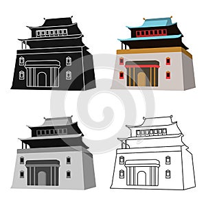 The three-storey building in Mongolia.Mongolian national Shrine of Mitarai.Mongolia single icon in cartoon style vector