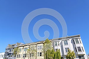 Three-storey houses in San Francisco, California with different architectural structures