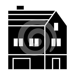 Three-story house solid icon. Cottage vector illustration isolated on white. House exterior glyph style design, designed