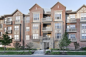 Three story tudor style condominium