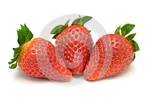 Three strawberries, close-up