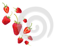 Three strawberries isolated