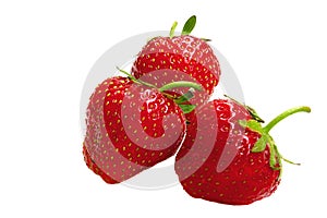 Three strawberry isolated on a white