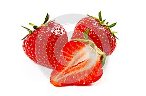 Three strawberry isolated on a white