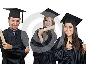 Three students graduating