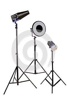 Three studio flash on tripod