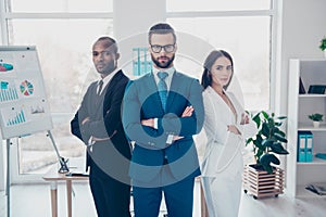 Three stylish modern business sharks in tux, tuxedo with tie, ha