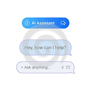 Flat icon of ai assistant chat bubbles with text on