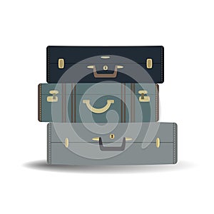 Three suitcases isolated on a white background