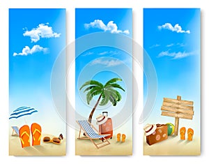 Three summer vacation banners.
