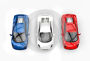 Three Supercars Top View photo