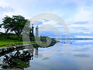 Three swords in Hafrsfjord, Norway. An historical place