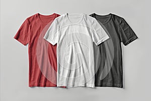 Three t - shirts are shown on a gray background photo