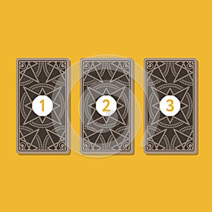 Three tarot card spread. Reverse side