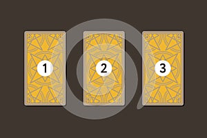Three tarot card spread. Reverse side