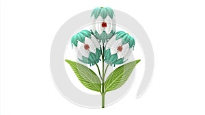 Three Teal and White Pixel Flowers on White Background