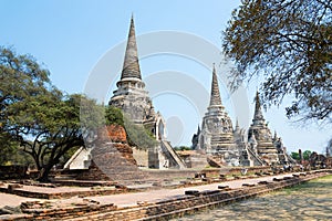 Three temples of wat phra sri sanphet in Ayutthaya