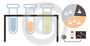 Scientific Analysis Concept with Test Tubes and Data Visualization Elements
