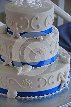 Three-tier, beach themed, wedding cake