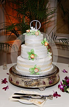 Three Tier Wedding Cake with flowers