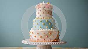 Three Tiered Cake With Polka Dots
