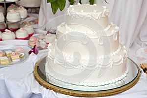 Three tiered wedding cake