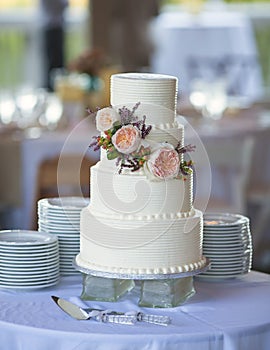 Three tiered wedding cake