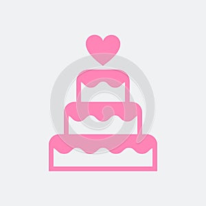 Three-tiered wedding cake graphic illustration