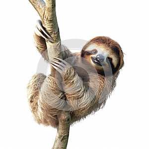 Three Toed Sloth Hanging from Tree