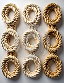 Three-tone coiled rope
