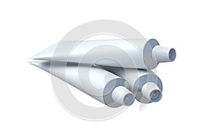 Three toothpaste tubes isolated on white background.