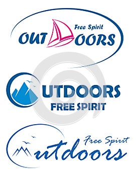 Three travel logos - free spirit outdoors