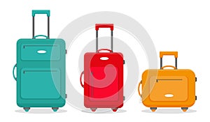 Three travel suitcases. Vector illustration