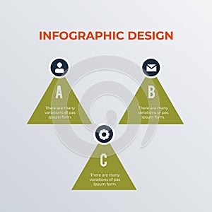 Three triangles infographic template design. Business concept infograph with 3 options, steps or processes. Vector visualization