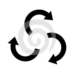 Three twisted arrows icon design. swirl sign.