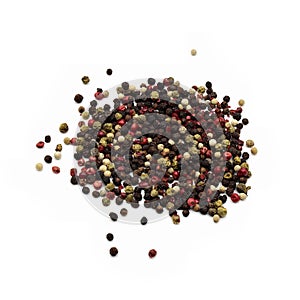 Three Types Of Pepper Coloured Spice White Background Pepper Spice