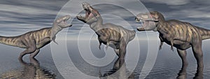 Three tyrannosaure dinosaur - 3d render