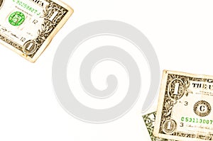 Three usa dollars lay over white photo
