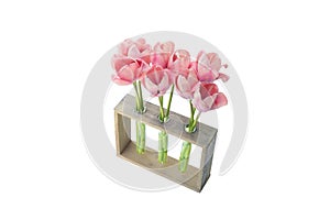 Three vases of tulips