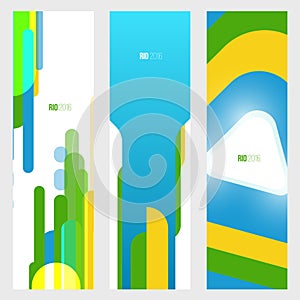 Three vertical banner in brazil flag color style.
