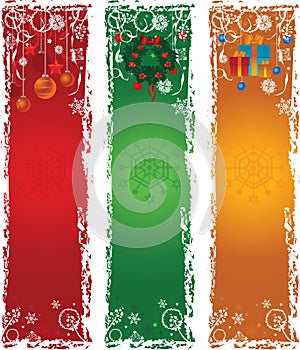 Three vertical Christmas banners