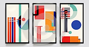 Three vertical posters abstract geometric design