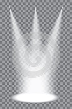 Three vertical spotlights