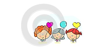 three very different girls holding multicolored balloons