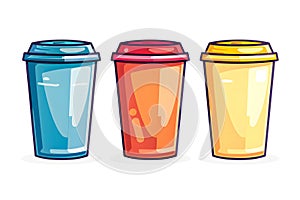 Colorful Disposable Cups Lined up on a Table for Drinks