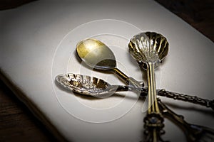 Three Vintage Tarnished Spoons