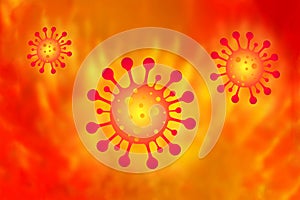 Three virus, symbol for disease, infection, corona or danger, colorful icon