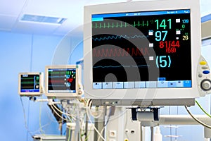 Three Vital Signs Monitors in Intensive Care Unit photo
